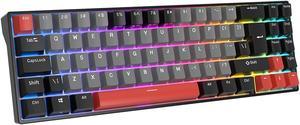 RK ROYAL KLUDGE RK71 Mechanical Gaming Keyboard 70% Layout Compact Small Keyboard Hot-Swappable Custom Keyboard 2.4G/Bluetooth5.0/USB-C Wired Keyboard Programmable Macro RGB Backlit Keyboard