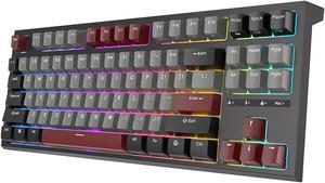 RK ROYAL KLUDGE R87 ROYAL KLUDGE Wired Mechanical Keyboard 87 Keys RGB Backlit Hot Swap Gaming Keyboard Customised Keycaps with Dust Cover Brown Switch Black