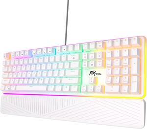 RK ROYAL KLUDGE RK918 Wired Mechanical Keyboard 108 Keys 100% RGB Backlit Gaming Keyboard with Large LED Sorrounding Side Lamp and Palm Rest Blue Switch White