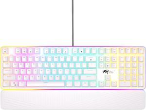 RK ROYAL KLUDGE RK918 Wired Mechanical Keyboard 108 Keys 100 RGB Backlit Gaming Keyboard with Large LED Sorrounding Side Lamp and Palm Rest Red Switch White