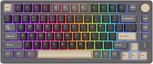 RK ROYAL KLUDGE M75 24G WirelessBluetoothUSBC Mechanical Keyboard 81Keys RGB HotSwappable Gasket Gamer Keyboard with Screen Black