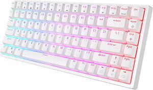 RK ROYAL KLUDGE RK84 Wireless RGB 75% Triple Mode BT5.0/2.4G/USB-C Hot Swappable Mechanical Keyboard 84 Keys Wireless Gaming Keyboard High-Capacity Battery Blue Switch White