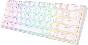 RK ROYAL KLUDGE RK61 Mechanical Keyboard with Coiled Cable 2.4G Bluetooth Wired Wireless Bluetooth 60% Mini Keyboard 61 Keys RGB Hot Swappable Blue Switch Gaming Keyboard with Software