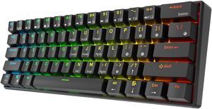 RK ROYAL KLUDGE RK61 Mechanical Keyboard with Coiled Cable 2.4G Bluetooth Wired Wireless Bluetooth 60% Mini Keyboard 61 Keys RGB Hot Swappable Red Switch Gaming Keyboard with Software