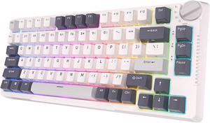 RK ROYAL KLUDGE H81 Hot Swappable Mechanical Keyboard, Triple Mode 2.4Ghz/BT5.1/USB-C Knob Control Wireless Gaming Keyboard Gasket Mounted with RGB Backlit Blue Switch, 75% Layout 81 Keys