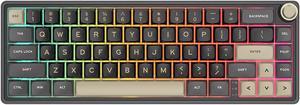 RK Royal Kludge R66 66 Keys Wired Gaming Keyboard Gasket Hot-Swapple Mechanical Keyboard PBT Keycaps RGB Custom Keyboard with Volume Knob & Indicator Lights for PC Mac