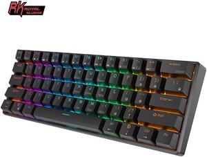 RK ROYAL KLUDGE RK61 Mini Gaming Keyboard Hot Swappable Mechanical  Keyboard Portable 61 Keys RGB Wired/Wireless Keyboard Custom Keybaord for Computer Blue Switch Black