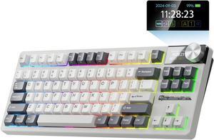 RK ROYAL KLUDGE S85 Wireless Mechanical Keyboard, TKL Keyboard with Display & Knob, Hot-Swappable Custom Programmable Macro Keyboard with Tactile Beige Switch, 7200mAh Battery, 85 Keys