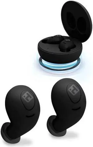Water-Resistant Wireless Bluetooth Earbuds with Round Charging Case