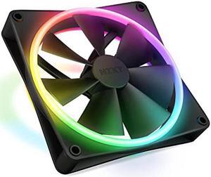 NZXT F140 RGB Duo - 140mm Dual-Sided RGB Fan - 20 Individually Addressable LED - Balanced Airflow and Static Pressure - Fluid Dynamic Bearing - PWM Control - Anti-Vibration Rubber Corners - Black