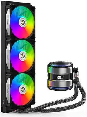 ALSEYE Infinity i360 CPU Liquid Cooler, Dual Pumps System CPU Water Cooler with Temperature Display Screen, 360mm Radiator & Three Snap-in Connection Wireless ARGB & PWM Case Fans (i360 Black)