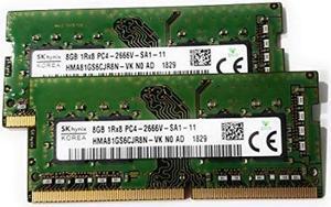 Genuine OEM Laptop SK Hynix Ram HMA81GS6CJR8N-VK 16GB (2X8GB) PC4-21300 DDR4-2666MHz Non-ECC Unbuffered CL19 260-Pin SoDimm 1.2V Single Rank Laptop Memory (16GB (2x8GB))