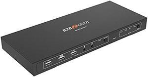 BZBGEAR BG-UHD-KVM41A 4x1 KVM Switch with USB2.0 Ports for Peripherals and 3.5mm Jacks for Audio Support