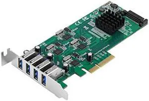 SIIG 4 Port USB 3.0 PCIe Card with 4 Dedicated 5Gbps Channels (USB 3.2 Gen 1) - Quad Core 20Gbps - UASP - SATA Power (JU-P40811-S1