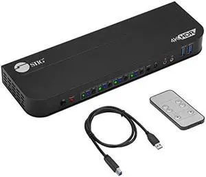 SIIG 4-Port 4K KVM Switch HDMI with Remote Control, 1x HDMI Output, 2X USB 3.2 Type-A Ports, EDID Bypass, Compatible with Windows and Mac (CE-KV0F11-S1)