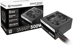 Thermaltake Smart 500W 80+ White Certified PSU, Continuous Power with 120mm Ultra Quiet Cooling Fan, ATX 12V V2.3/EPS 12V Active PFC Power Supply PS-SPD-0500NPCWUS-W