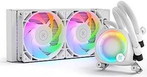 EK Nucleus AIO CR240 Lux White D-RGB All-in-One Liquid CPU Cooler with EK FPT Fans, Water Cooling Computer Parts, 120mm Fan, Compatible with Latest Intel & AMD CPUs