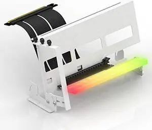 EZDIY-FAB PCIe 4.0 GPU Mount Bracket with ARGB LED Module, Multi-Angle Adjustment with Riser Cable, Compatible to RTX4090, 4080, 4070ti- White