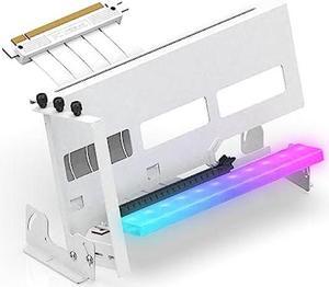 EZDIY-FAB PCIe 4.0 GPU Mount Bracket with ARGB LED Module, Multi-Angle Adjustment with All White Riser Cable, Compatible to RTX4090, 4080, 4070ti - White