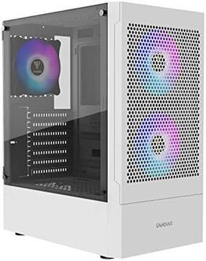GAMDIAS White RGB Gaming ATX Mid Tower Computer PC Case with Side Tempered Glass and Excellent Airflow Design & 3 Built-in 120mm ARGB Fans