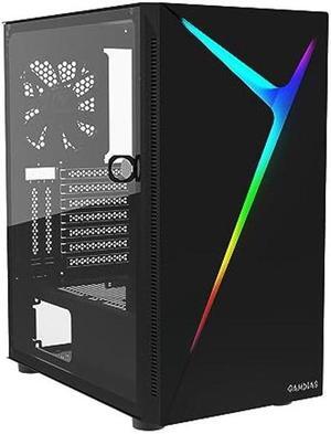 GAMDIAS ATX Mid Tower Gaming Computer PC Case with Tempered Glass Swing Door, 1x 120mm ARGB Fan & Front Panel Sync with Motherboards, Vertical PCIE Slots for Your Graphic Cards (VGA/GPU)