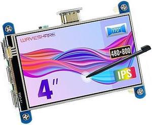 waveshare 4inch Resistive Touch Screen LCD Compatible with Raspberry Pi 4B/3B+/3A+/2B/B+/A+/Zero/Zero W/WH/Zero 2W CM3+/4 480x800 Resolution HDMI IPS Supports Windows