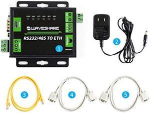 Waveshare Industrial RS232/RS485 to Ethernet Converter with Dual Serial Ports High-Speed Low-Power High-Stability Upgradable Easy to Communicate Between RS485 and RJ45 Port Ethernet