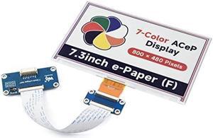 Waveshare 7.3inch ACeP 7-Color E-Paper E-Ink Display Module, Compatible with Raspberry Pi 4B/3B+/3A+ /3B /2B/1B+/1A+/Zero 2 W/Zero W/Zero, 800x480 Pixels, SPI Communication