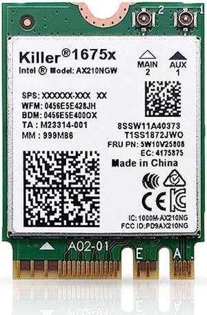 AX1675x Wi-Fi 6E Killer Series Tri Band 2.4/5/6 GHz Upgrade | 2.4 Gbps | Bluetooth 5.3 Support | M.2 PCIe | 802.11ax No vPro Performance & Gaming Model AX210.NGWG.NVX