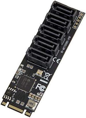 IO CREST Internal 5 Port Non-RAID SATA III 6GB/s M.2 B+M Key Adapter Card for Desktop PC Support SSD and HDD. JMB585 Chipset