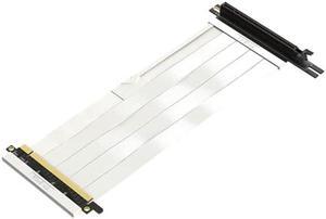 LINKUP - Ultra PCIe 4.0 X16 Riser Cable [RTX4090 RX6950XT x570 Z690 Tested] Shielded PCI Express Gen4 Reverse PCIE Connector w/270 Degree Socket (24cm/9.44") Compatible with NZXT H1 w/o Screw|White