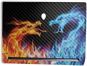MightySkins Carbon Fiber Skin Compatible with Alienware M15 R7 (2022) Full Wrap Kit - Dueling Dragons | Protective, Durable Textured Carbon Fiber Finish | Easy to Apply | Made in The USA