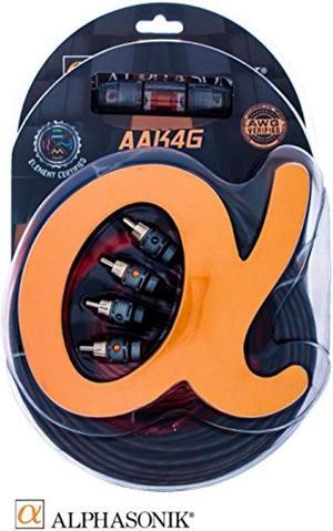 Alphasonik AAK4G Premium 4-Gauge Complete Car Amplifier Installation Kit Hyper-Flex Power, Ground, Speaker Wire RCA Cable - Exceeds AWG (American Wire Gauge) Standard Element Certified Amp Install Kit