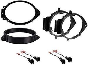 6x9 Front + 6" 6.5" 6.75" Rear Car Stereo Speaker Install Adapter Mount Bracket Plates w/Speaker Wire Connectors Made for 2018-2022 Chevrolet GMC - See Below for Compatible Vehicles