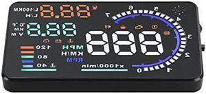 Car Head Up Display, A8 5.5'' OBD II Car HUD Display Auto Windshied Reflective Screen Speed Display Auto Speed Heads Up Windshield Display for Cars, Plug & Play, Overspeed Warning
