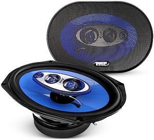 Pyle 6x9/7x10 car Speakers 4-Way Quadriaxial Full Range Sound Audio - Butyl Rubber Surround, 500W w/ 4Ohm Impedance & 3/4'' Piezo Tweeters - Blue Pair