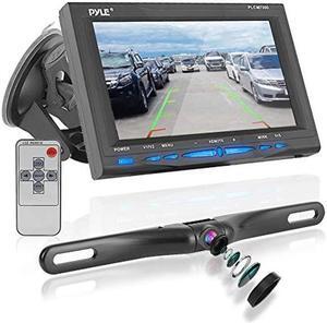 PYLE Vehicle Backup Camera for Car, 7 inch Monitor Reverse Camera, Stable Back Up Camera Systems for Car, rv License Plate Camera, Water Proof Night Vision, Rear View Camera Truck Camera