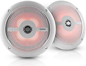 DS18 NXL-6SL/WH White Marine Slim Speaker - 6.5", 2-Way, 100W Max, 25W RMS, 100% UV Stable, IP65 Marine Grade Specs, 4 Ohms, Integrated RGB LED Lighting - for All Elements, UTV, ATV & Jeeps (Pair)