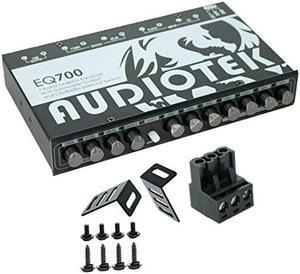 Audiotek AT-EQ700 1/2 Din 7 Band Car Audio Equalizer EQ w/Front, Rear + Sub Output | Auxiliary Stereo RCA Input - 3 Stereo RCA Outputs - Front/Rear Fader, and Selection of Main