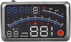 Universal 5.5 inch Car Hud Head Up Display, Universal F4 MPH Over Speed Alarm Speedometer Headsup Display Car Hud Display MPH/KM/h with Windshield Projection Film 12V