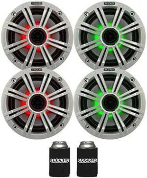KICKER 6.5" White LED Marine Speakers (Qty 4) 2 Pairs of OEM Replacement Speakers