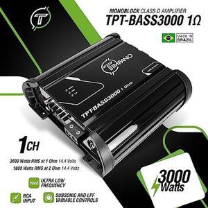 Timpano 3000 Watts Mono Subwoofer Car Audio Amplifier TPT-BASS3000 1 Ohm - 12 Volts 3K Monoblock Class D Car Amp, Built-in Crossover & Bass Boost with Smart Fans