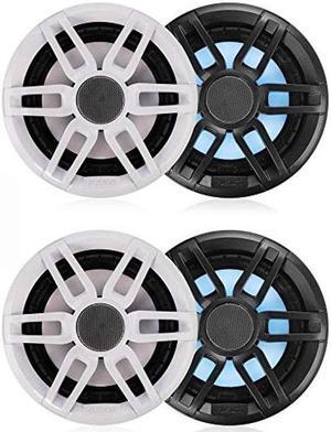 Fusion 2-Pairs XS-FL65SPGW XS Series 6.5" 200 Watt RGB Sports Marine Speakers White & Gray Grills Included