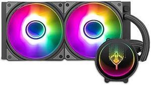 YEYIAN 240mm AIO CPU RGB Liquid Cooler for Gaming PC Systems,2 x PMW 4.72 Inches Fans, High-performance Water Pump,Intel LGA 1700 115X/2011/2011-V3/1200 Sockets and AMD AM2/AM3/AM4/AM5/FM1/FM2 Sockets