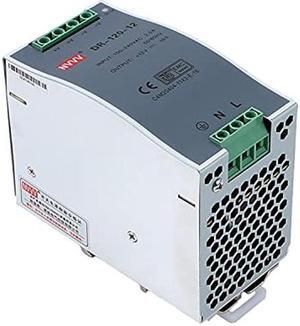 NVVV DR-120-12 AC to DC DIN-Rail Mount Power Supply, 12V, 10 Amp, 120W Single Extreme -30 to 70 degC (-22 to 158 degF) Operating Temp, Overload Protection, Metal, Silver+Grey
