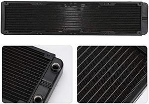 Computer Heat Exchanger Radiator, G1/4 Thread 480mm Water Cooling Radiator 18-Tubes Aluminum Alloy Heat Exchanger Computer for Cooling System