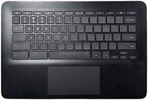 Partsatoz Laptop Palmrest Upper Case Top Cover with US Non-Backlit Keyboard and Touchpad Assembly Replacement for HP Chromebook 14 G7 TPN-Q255 M47207-001 - Black