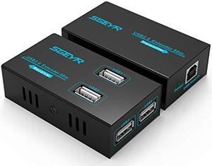 SGEYR Metal USB Ethernet Extender Over Cat5e/6,USB Extender 50M,No Drivers Connected 4 USB 2.0 Ports Over Cat5e/6, Play and Plug,Extender USB 2.0 Hub,Supports All Operating System,PC and Web Cameras