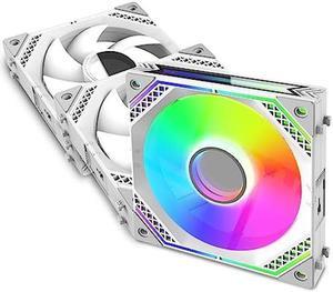 Sirly Modular 120mm RGB Fan,Three-Sided Lighted PC Fans with Hydraulic Bearing,4PIN PWM ARGB Case Fan up to 2000RPM for Computer Cooling White(Pack of 3)