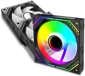 Sirly Modular 120mm RGB Fan,Three-Sided Lighted PC Fans with Hydraulic Bearing,4PIN PWM ARGB Case Fan up to 2000RPM for Computer Cooling Black(Pack of 3)